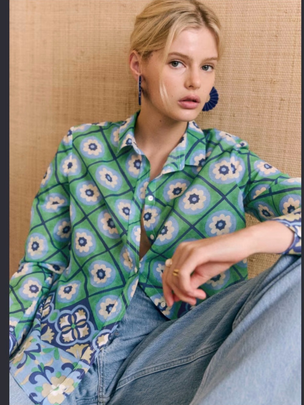 Sezane x Momani Rimini Pattern Blouse 36/4